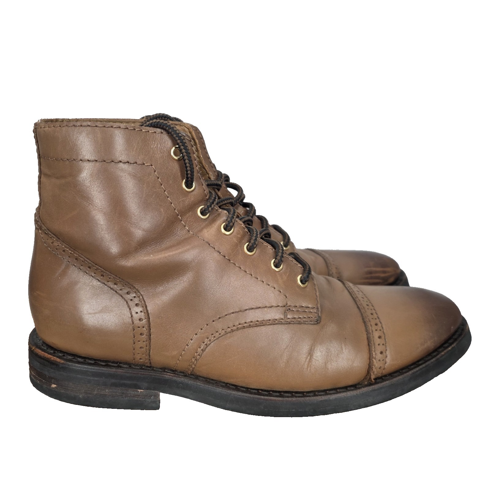 Thursday Captain Boots Mens 10.5 Brown Leather Cap Toe Brogue Combat Moto Usa